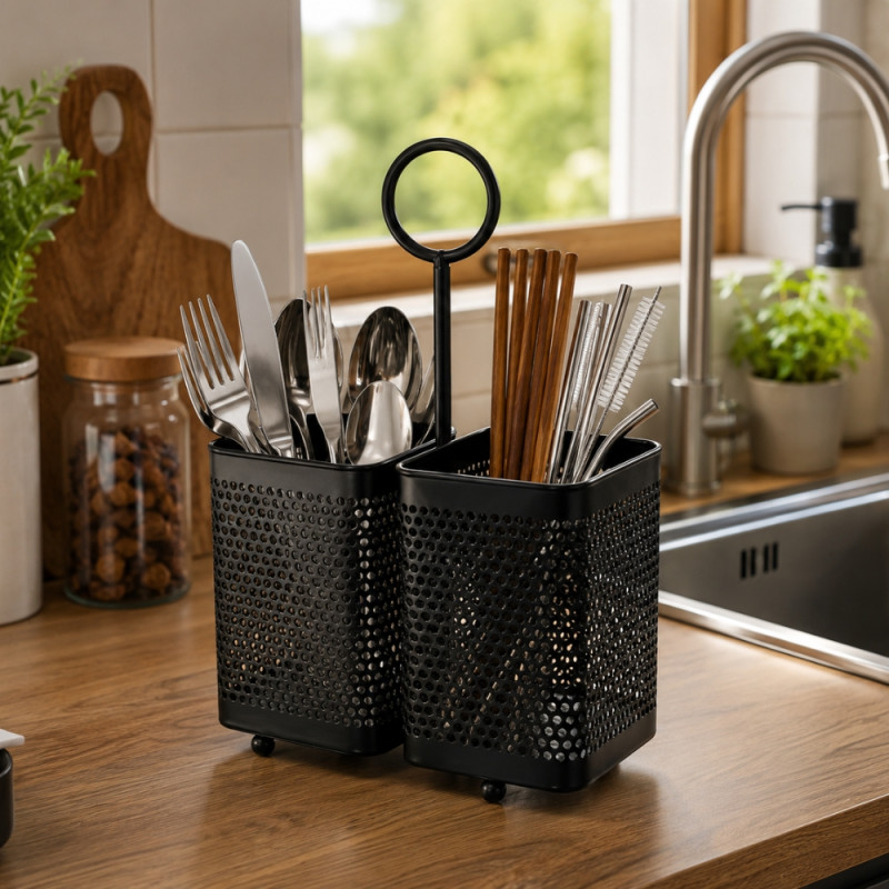 Stainless Steel Cutlery Set – Black Mirror Polish (24 x 18 x 9cm)