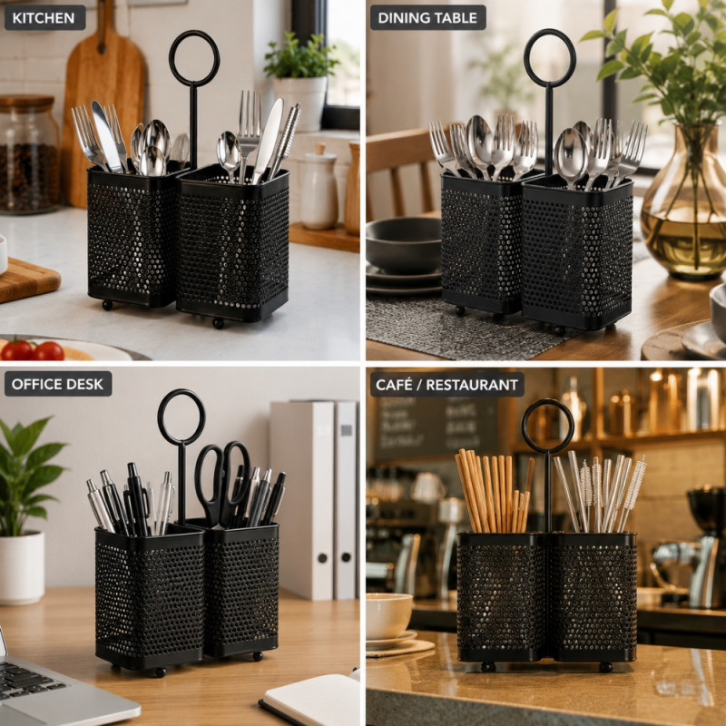 Stainless Steel Cutlery Set – Black Mirror Polish (24 x 18 x 9cm)