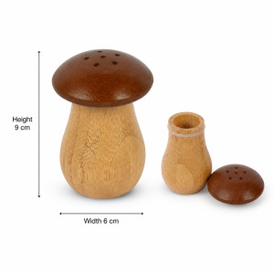 Wooden Mushroom Salt and Pepper Shakers – Rustic Brown (H-9 Cm X W-6 Cm)