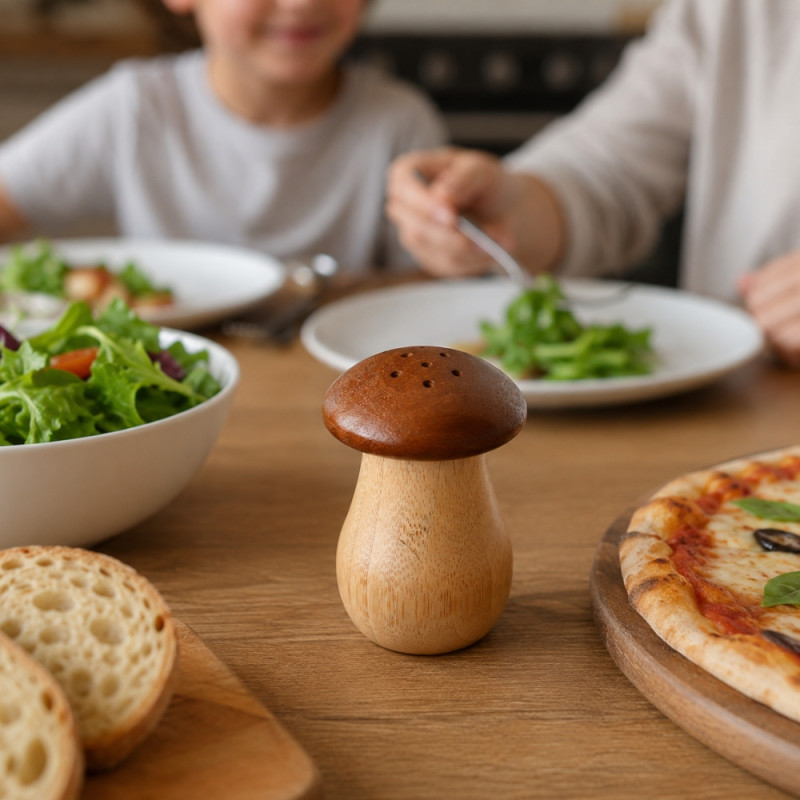 Wooden Mushroom Salt and Pepper Shakers – Rustic Brown (H-9 Cm X W-6 Cm)