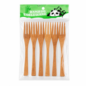 6-Piece Eco-Friendly Natural Bamboo Fork Set (15.2x2.5cm)