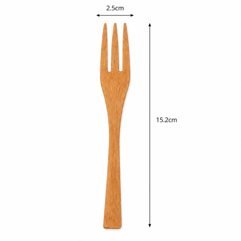 6-Piece Eco-Friendly Natural Bamboo Fork Set (15.2x2.5cm)