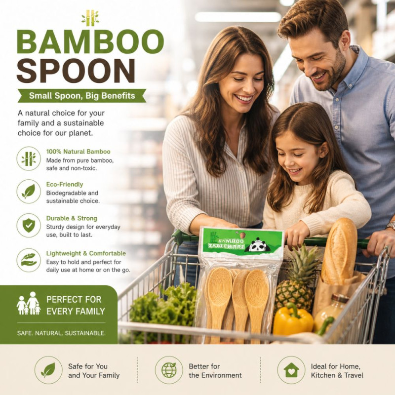 6-Piece Eco-Friendly Mini Bamboo Spoons Set – Wooden (12x2.5cm)
