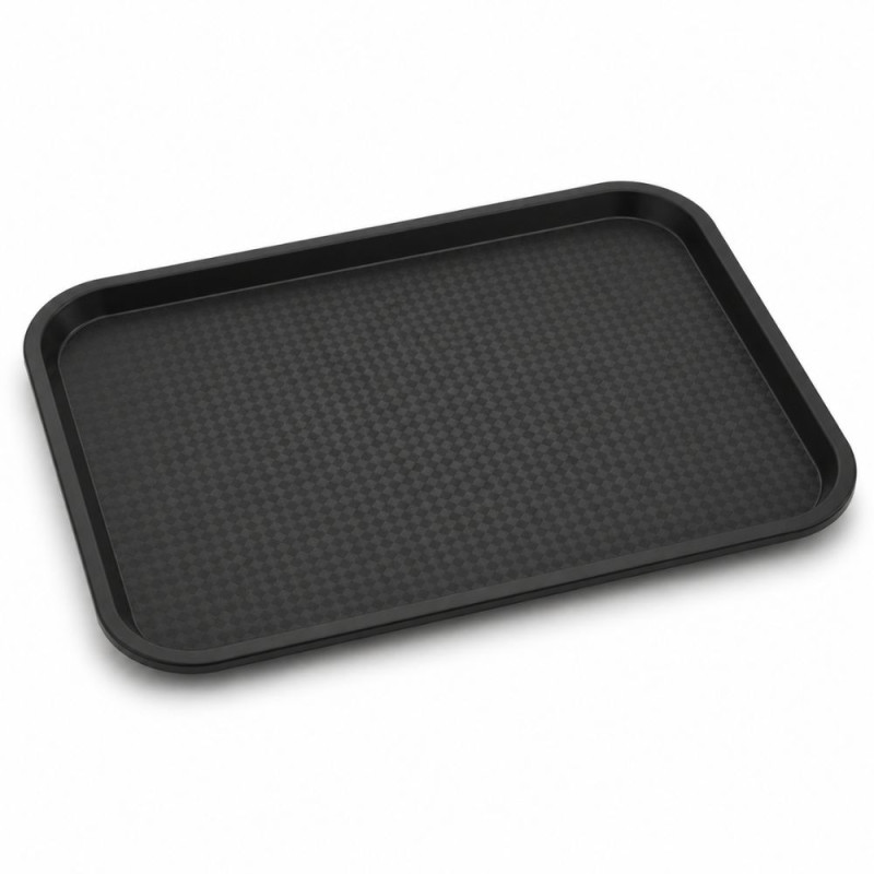 Professional Black Plastic Fast Food Tray – Durable Rectangular Design (46cm)
