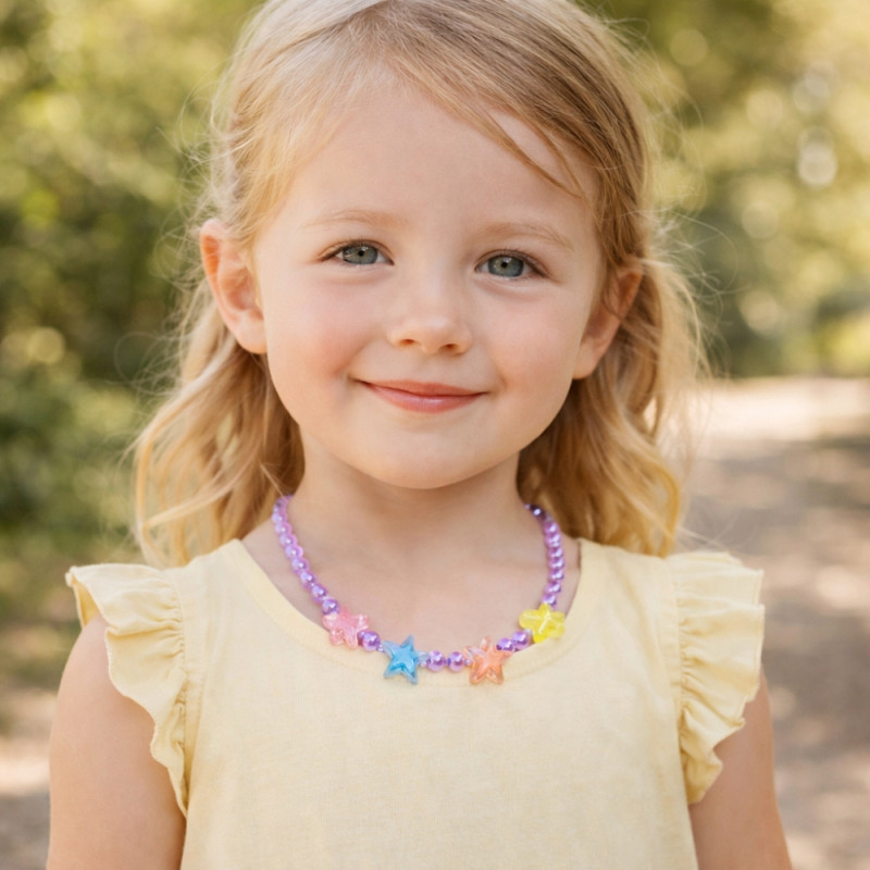 Kids’ "Stellar Pearl" 80-Piece Beaded Bracelet – Lavender &amp; Multi-Color