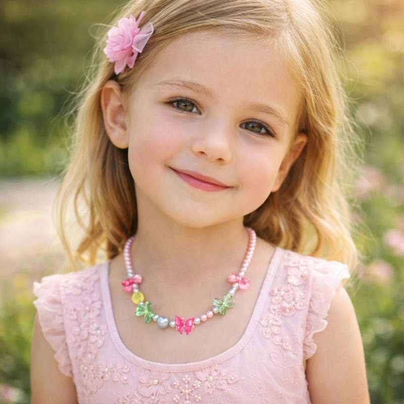 Kids’ 2-Piece Beaded Jewelry Set – Classic Pink