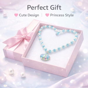 Kids’ "Ocean Sparkle" 80-Piece Beaded Necklace – Aqua & Pearl White