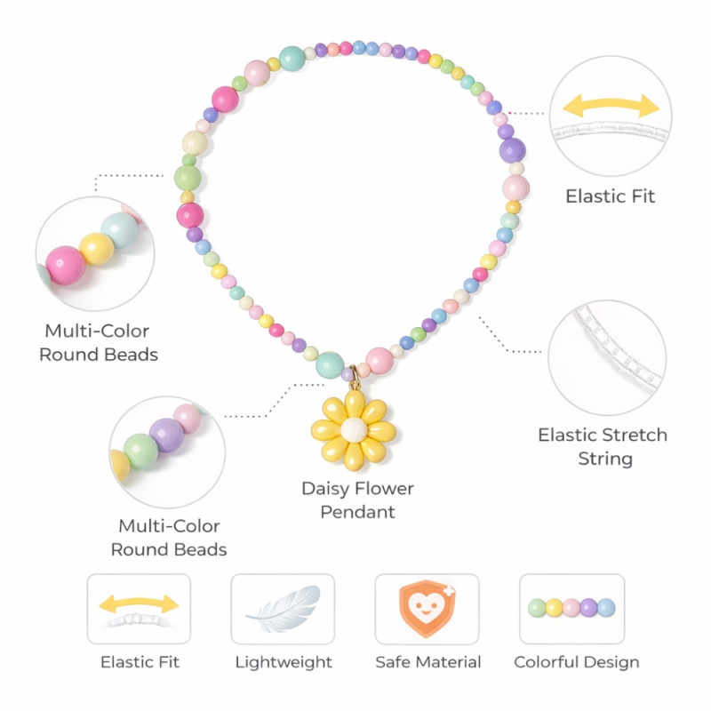 Kids’ Multi-Color Floral Pendant (43cm)