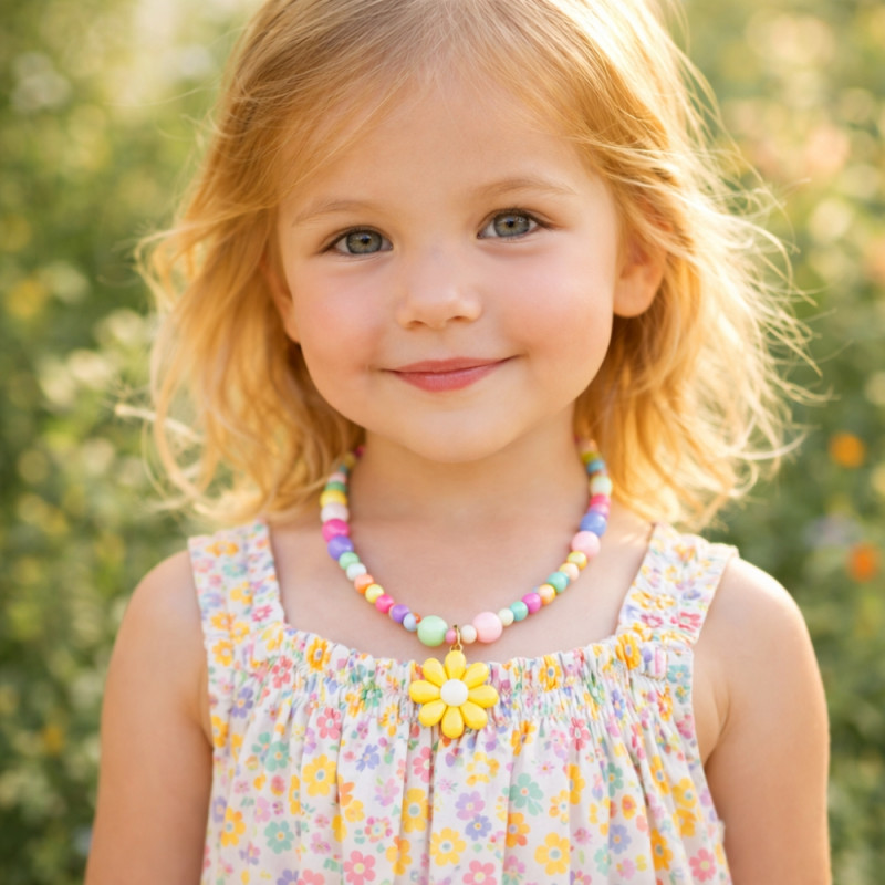 Kids’ Multi-Color Floral Pendant (43cm)