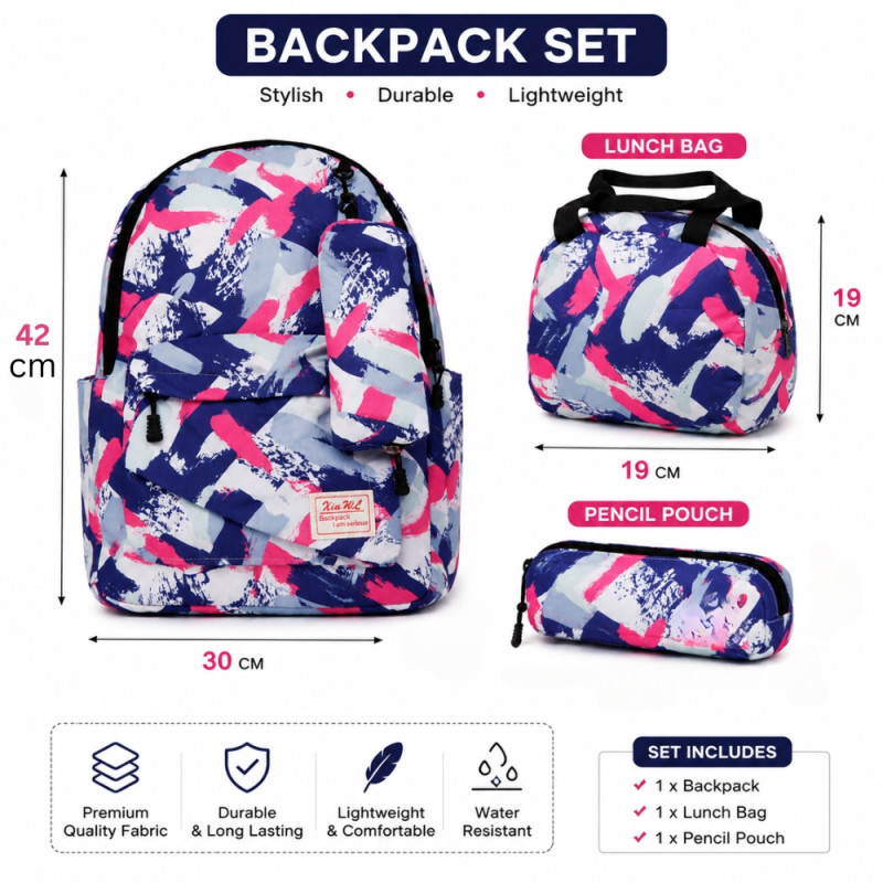 Kids Multi Color Geometric School or Adventure Backpack (42cm)