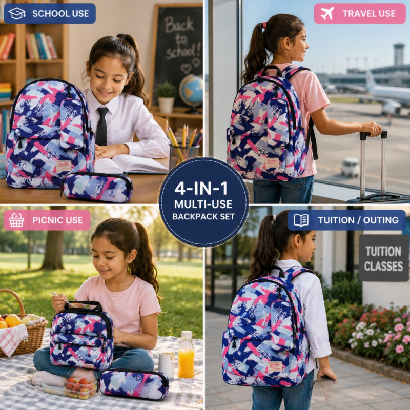 Kids Multi Color Geometric School or Adventure Backpack (42cm)