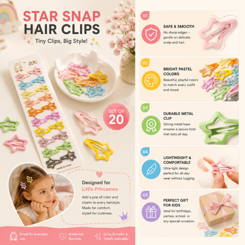 Star Snap Hair Clips