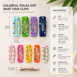 Colorful Polka Dot Snap Hair Clips
