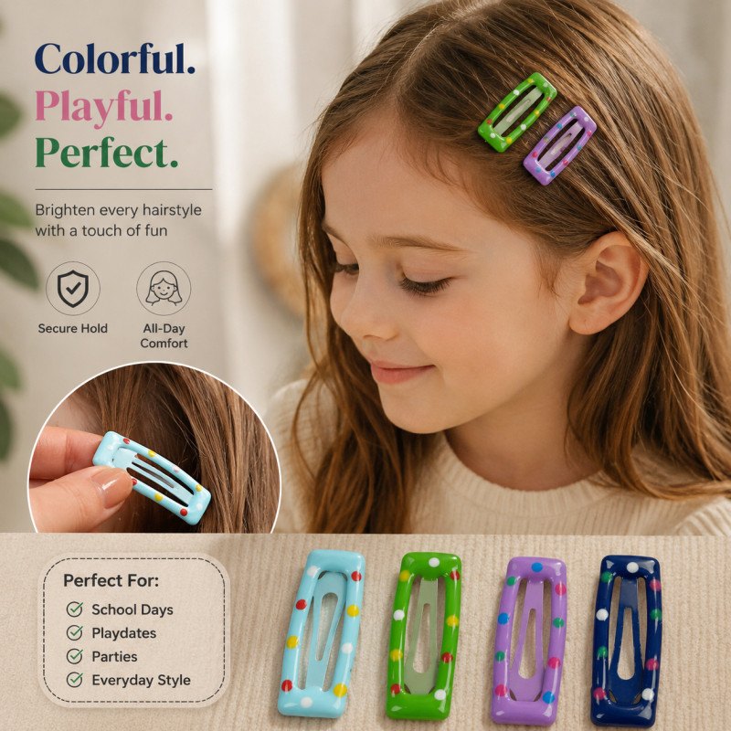 Colorful Polka Dot Snap Hair Clips