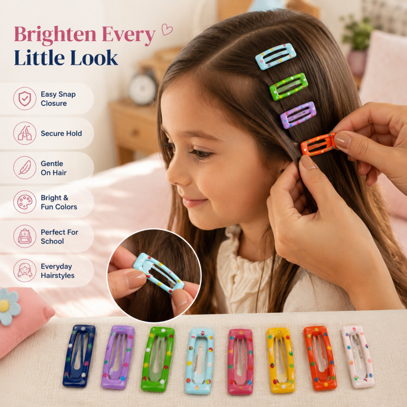 Colorful Polka Dot Snap Hair Clips