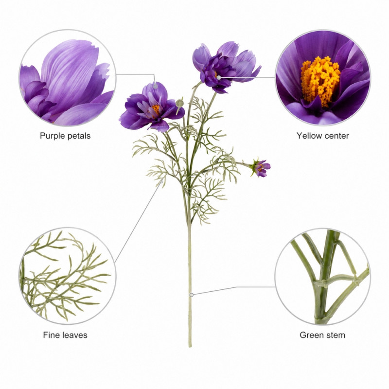 Amethyst Touch Artificial Flower Designed for Home Décor & Event Styling – Purple (H-76)