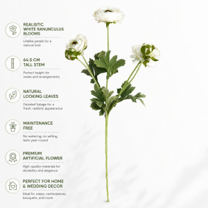 Sleek Tier Artificial Flower Designed for Home Décor &amp; Event Styling – White (T-64.5 CM)