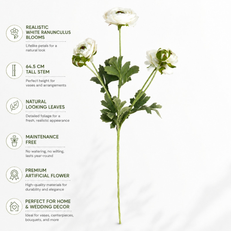 Sleek Tier Artificial Flower Designed for Home Décor &amp; Event Styling – White (T-64.5 CM)