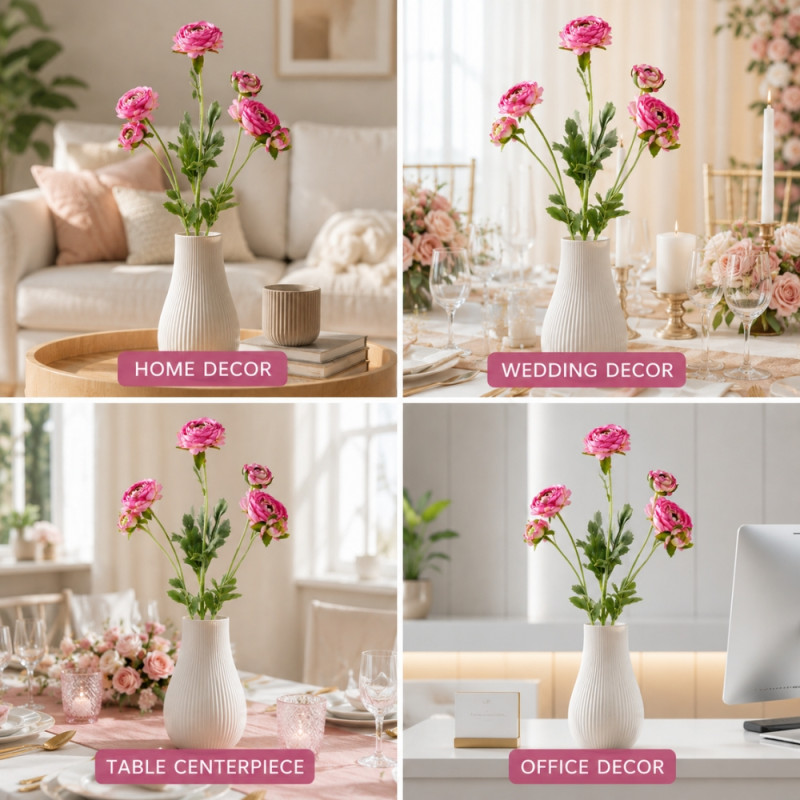 True Series Artificial Ranunculus Spray Designed for Home Décor &amp; Event Styling – Pink (T-70 CM)