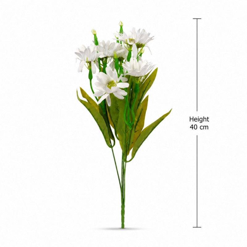 Smooth Class Artificial Daisy Bouquet Designed for Home Décor &amp; Event Styling – White (H-40 CM)