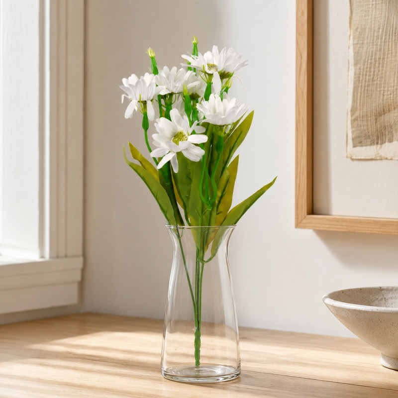 Smooth Class Artificial Daisy Bouquet Designed for Home Décor &amp; Event Styling – White (H-40 CM)