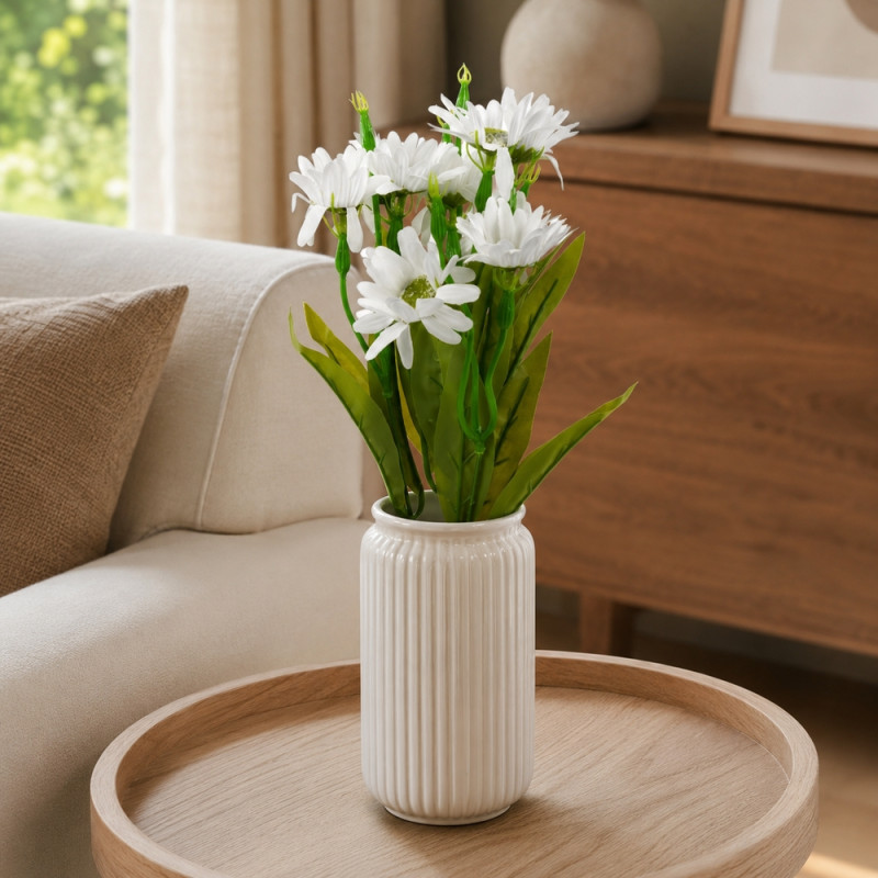 Smooth Class Artificial Daisy Bouquet Designed for Home Décor &amp; Event Styling – White (H-40 CM)