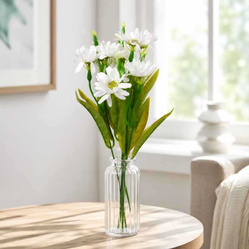 Smooth Class Artificial Daisy Bouquet Designed for Home Décor &amp; Event Styling – White (H-40 CM)