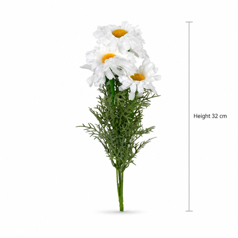 Swift Plus Artificial Daisy Bouquet Designed for Home Décor &amp; Event Styling – White (H-32 CM)