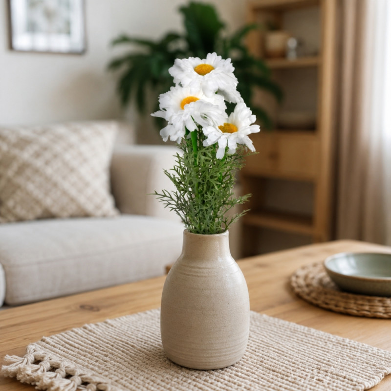 Swift Plus Artificial Daisy Bouquet Designed for Home Décor &amp; Event Styling – White (H-32 CM)