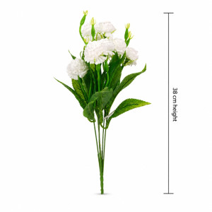 Smart Pro Artificial Carnation Bush Designed for Home Décor &amp; Event Styling – White (H-38 CM)