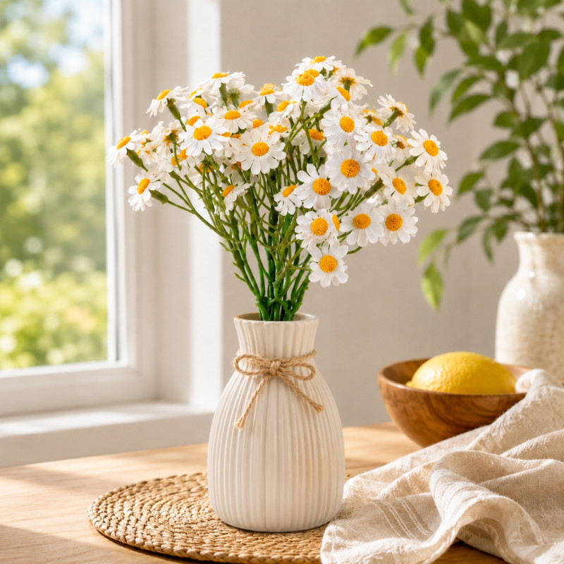 Quality Pick Artificial Daisy Bouquet Designed for Home Décor &amp; Event Styling – White (H-33 CM)
