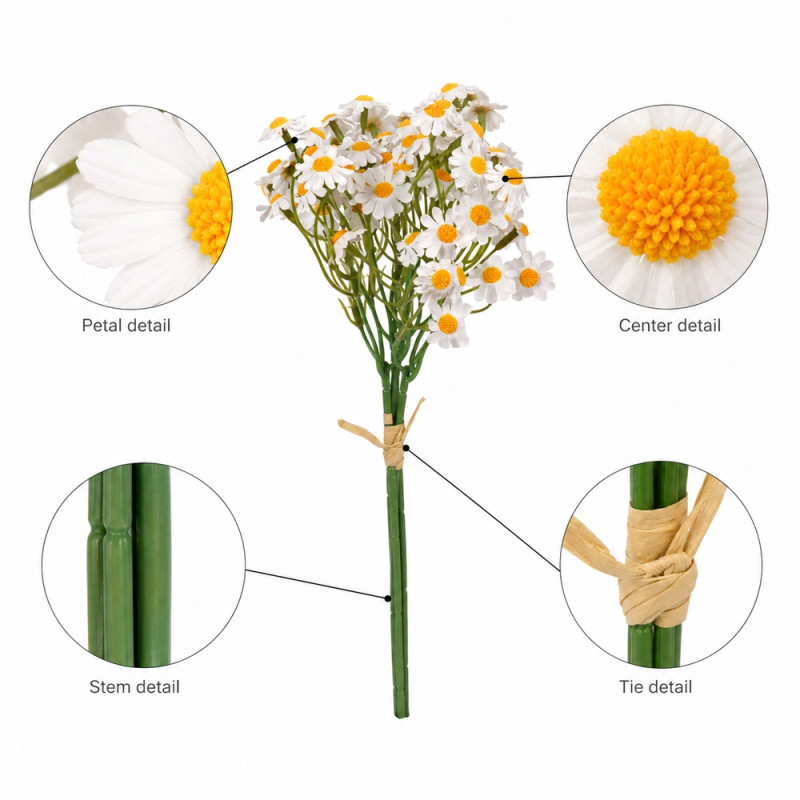 Quality Pick Artificial Daisy Bouquet Designed for Home Décor &amp; Event Styling – White (H-33 CM)