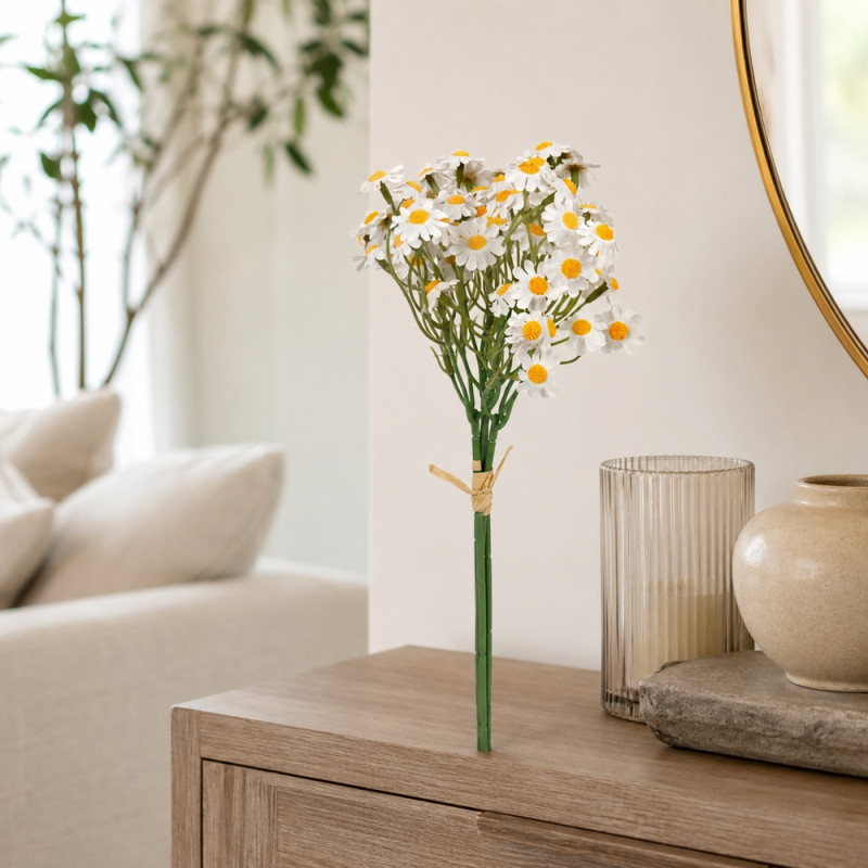 Quality Pick Artificial Daisy Bouquet Designed for Home Décor &amp; Event Styling – White (H-33 CM)