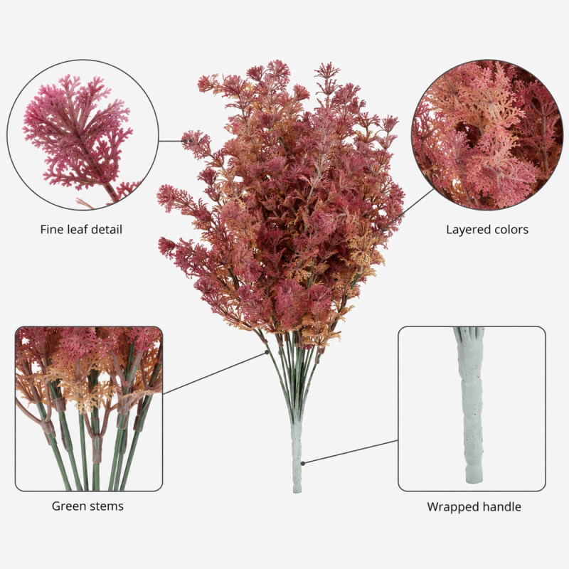 Ideal Find Artificial Plant Grass Bundle Designed for Home Décor &amp; Event Styling – Mauve