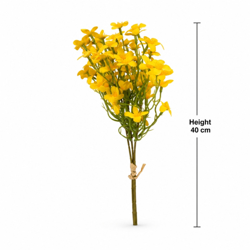 Perfect Select Artificial Forget-me-not Bush Designed for Home Décor &amp; Event Styling – Yellow (H-40 CM)