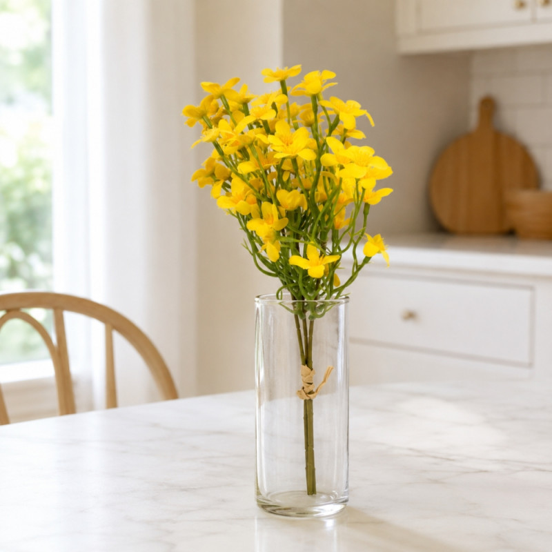 Perfect Select Artificial Forget-me-not Bush Designed for Home Décor &amp; Event Styling – Yellow (H-40 CM)