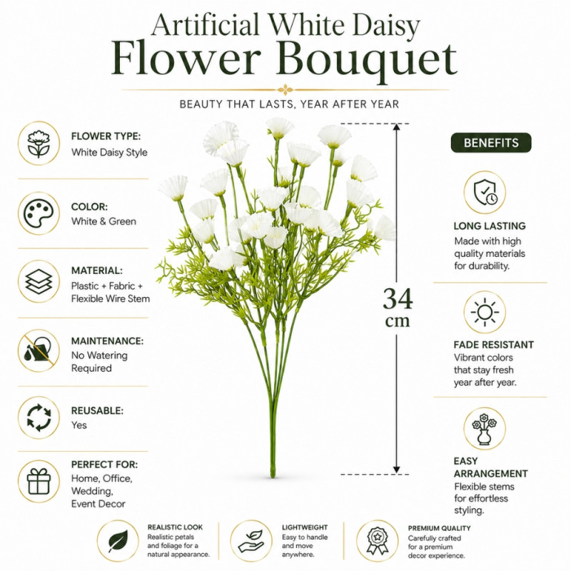 Professional 44 ARTIFICIAL FLOWERS – Green Premium Quality (H-34cm)