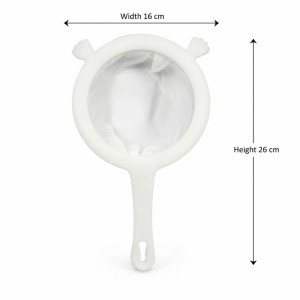 Polished Edge Kitchen Strainer Designed for Everyday Cooking &amp; Kitchen Excellence – White (H-26cm W-16cm)