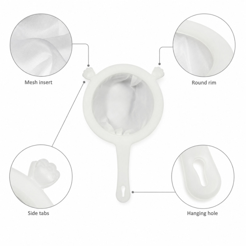 Polished Edge Kitchen Strainer Designed for Everyday Cooking &amp; Kitchen Excellence – White (H-26cm W-16cm)