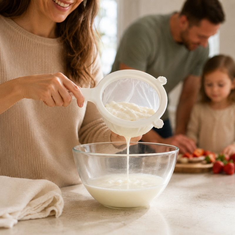 Polished Edge Kitchen Strainer Designed for Everyday Cooking &amp; Kitchen Excellence – White (H-26cm W-16cm)