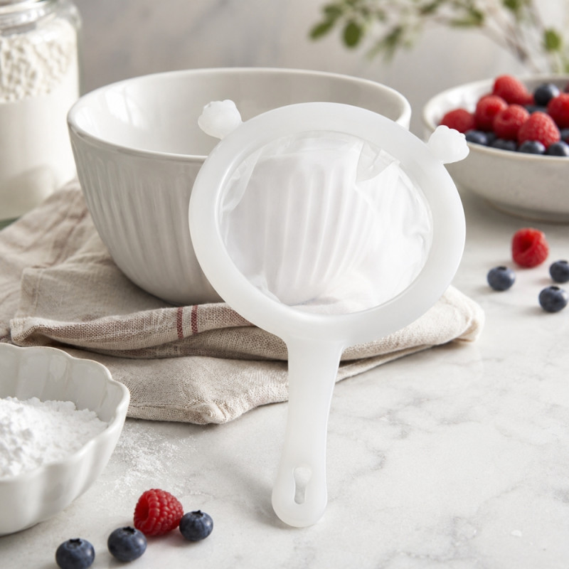 Polished Edge Kitchen Strainer Designed for Everyday Cooking &amp; Kitchen Excellence – White (H-26cm W-16cm)