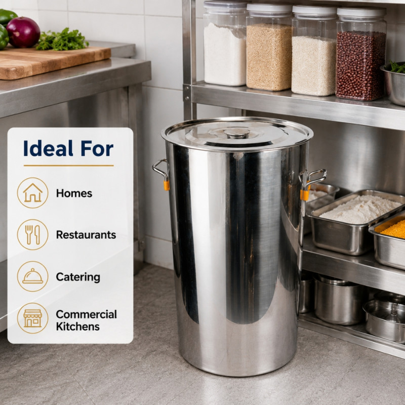 Premium 44 STAINLESS STEEL 40 CM HONEY TANK – Silver Premium Quality (40 x 40cm)
