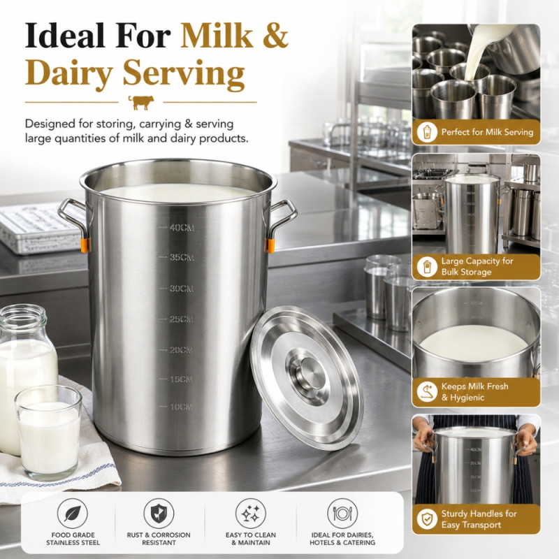 Elegant 44 STAINLESS STEEL 40 CM CONTAINER – Silver Premium Quality (40 x 32cm)