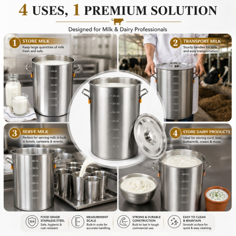 Elegant 44 STAINLESS STEEL 40 CM CONTAINER – Silver Premium Quality (40 x 32cm)