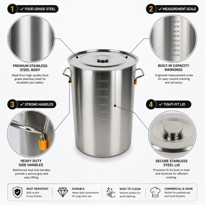 Essential 44 STAINLESS STEEL 60CM HONEY TANK – Silver Premium Quality (60 x 32cm)
