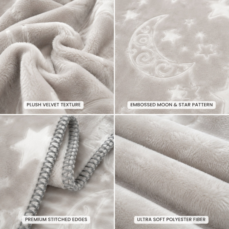 Luxury Grey Embossed Mink Blanket – Ultra-Soft Faux Fur Throw (140 x 110cm)