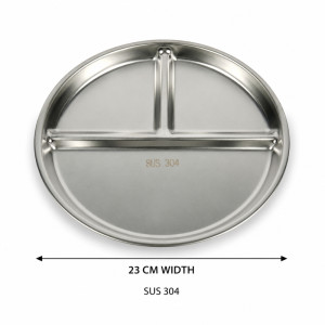 Lustrous Finish Serving Plate Designed for Everyday Cooking &amp; Kitchen Excellence – Silver (W-23cm)