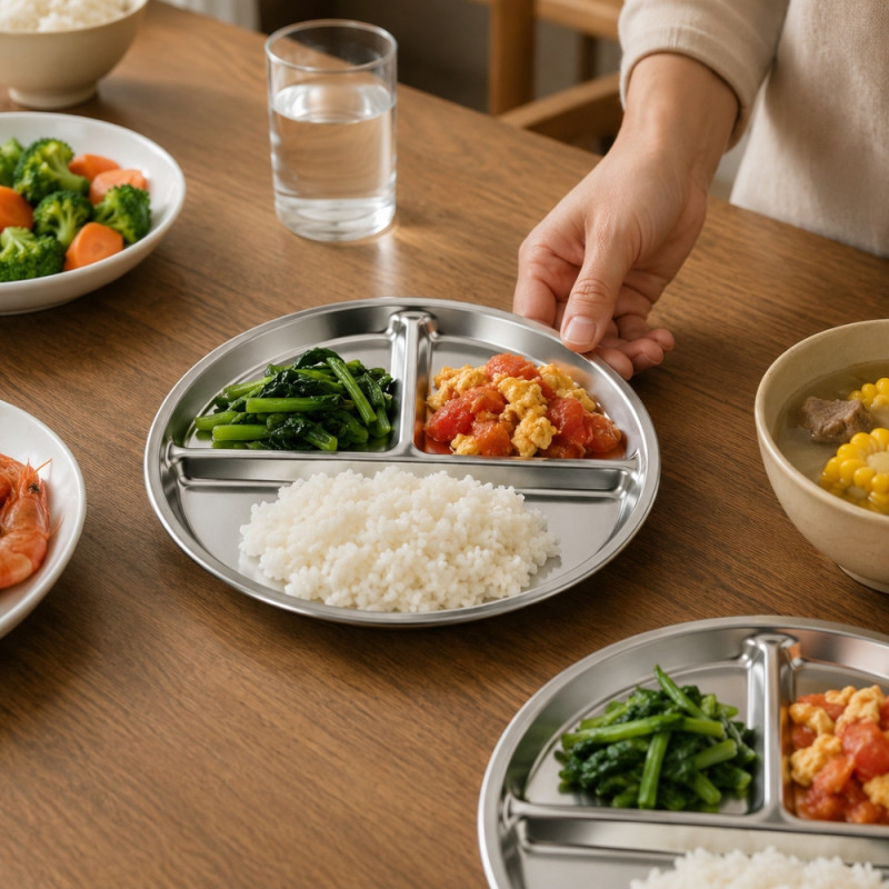 Lustrous Finish Serving Plate Designed for Everyday Cooking &amp; Kitchen Excellence – Silver (W-23cm)