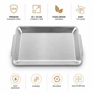 Modern serving tray – Silver Premium Quality (22×14 Cm)