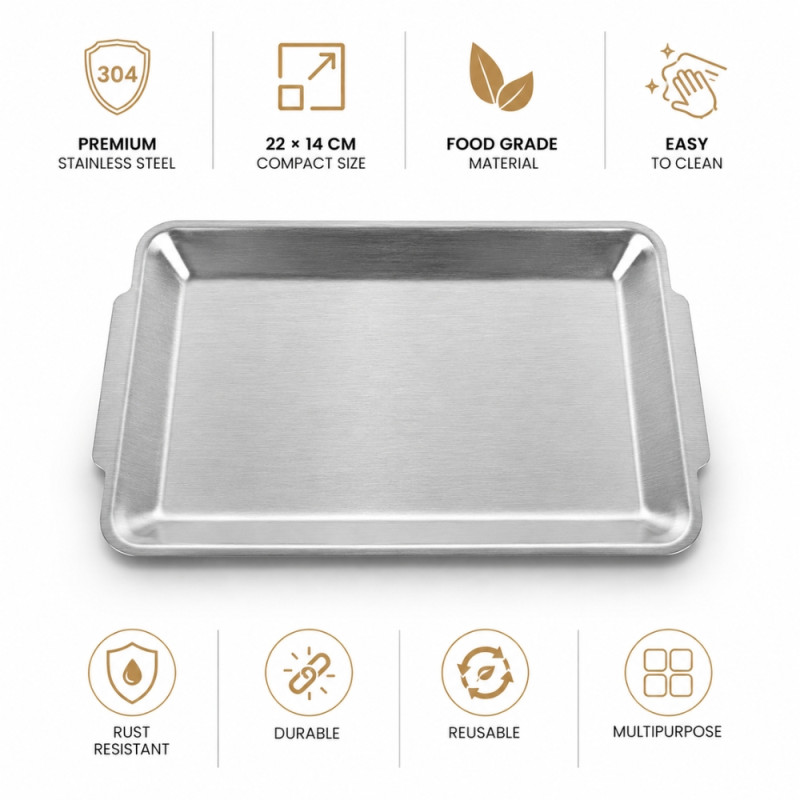 Modern serving tray – Silver Premium Quality (22×14 Cm)